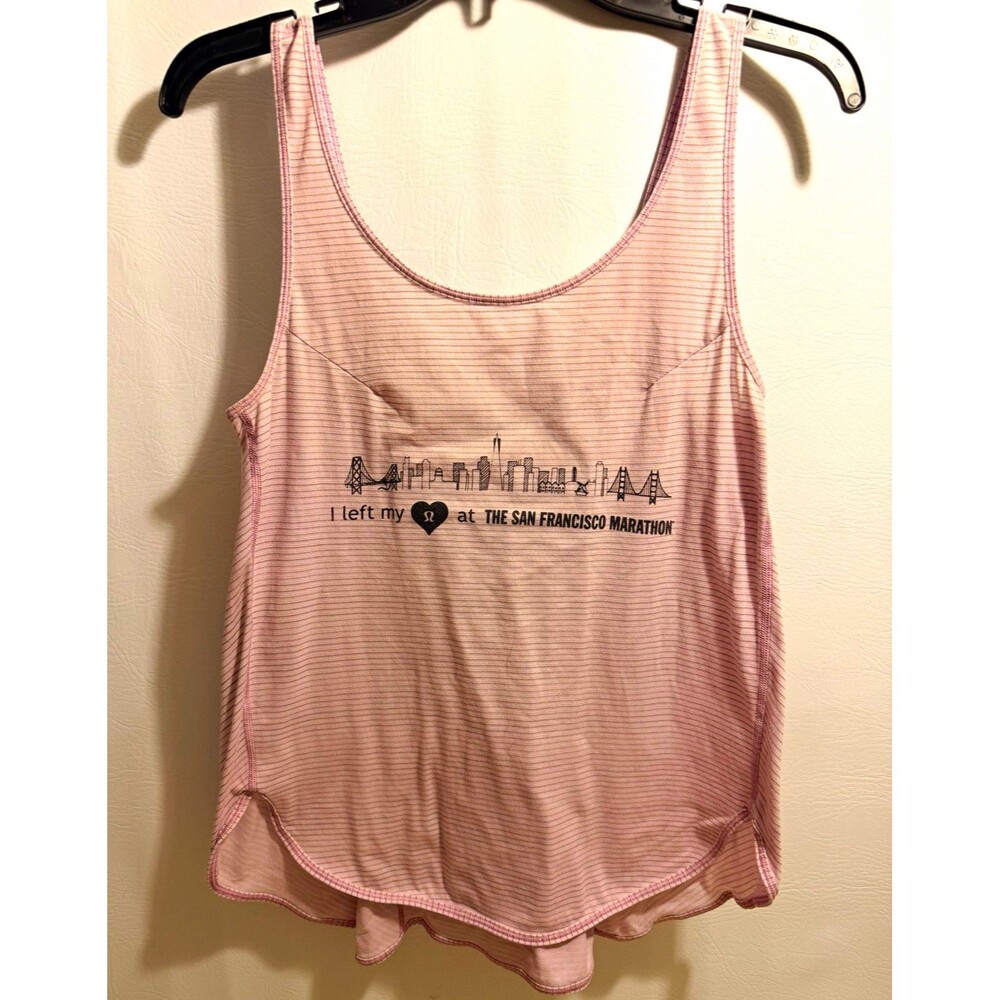 2 Lululemon athletica Striped Lightweight Running Tank Scoop Neck Sz 6